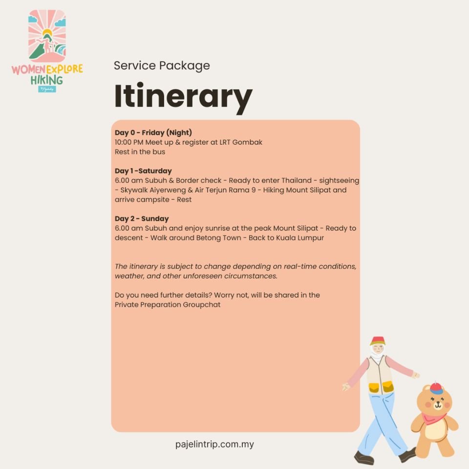 07-09 Aug 2026 Roadtrip Gunung Silipat, Thailand Beginner Women Explore Hiking